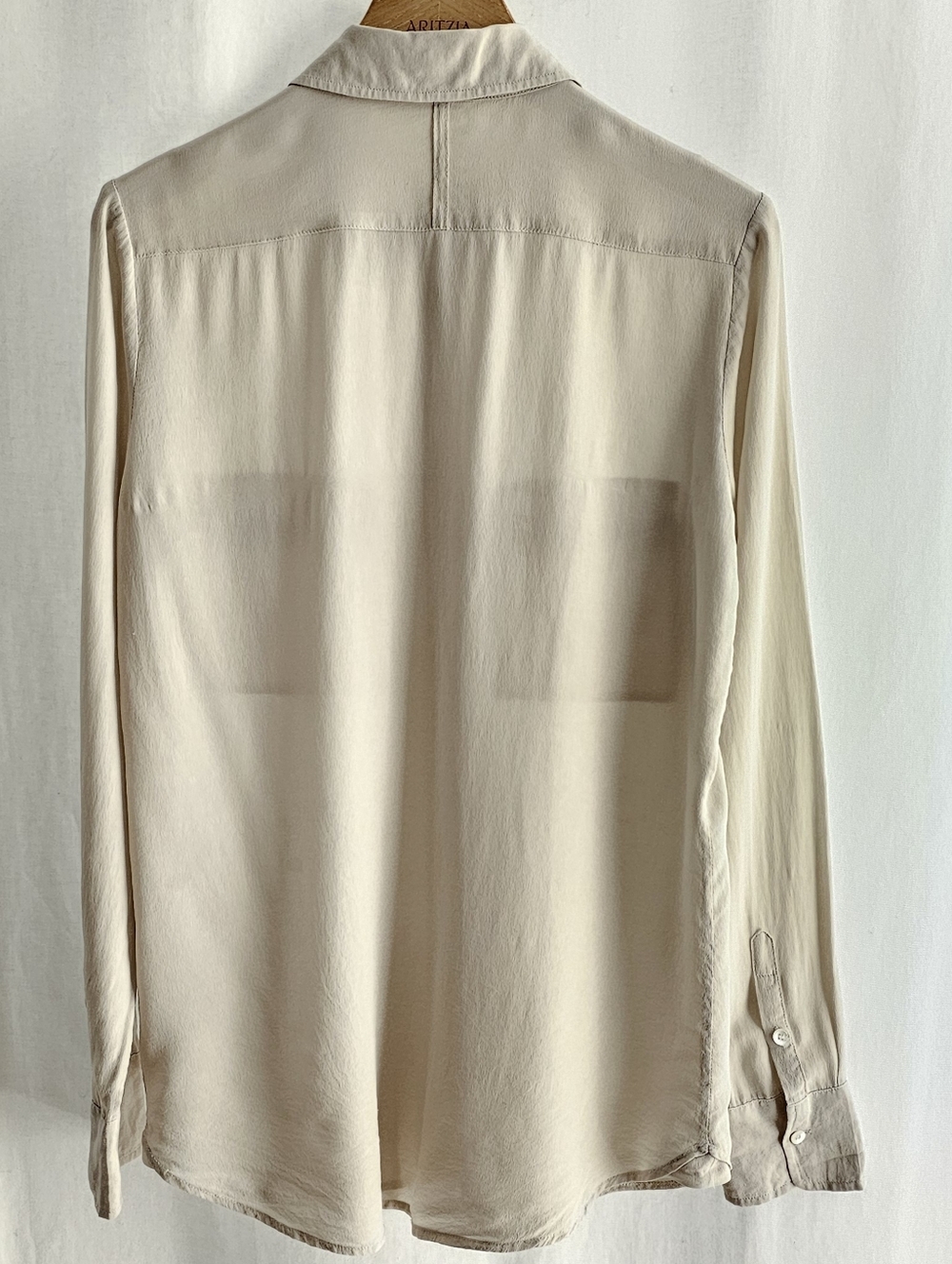 Aritzia Babaton Beige Long Sleeve 100% Silk Button Blouse - Picture 2 of 16